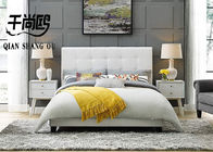 Compact Soft Platform Bed / White Fabric Upholstered Bed King Size Queen Size