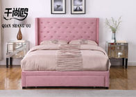 Luxury Pink Princess Upholstered Storage Platform Bed with Button-tufted Headboard