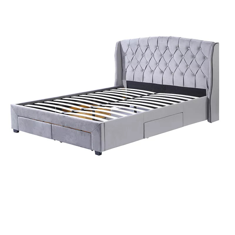 European Design Bedroom Furniture Upholstered Bed With Storage Drawers