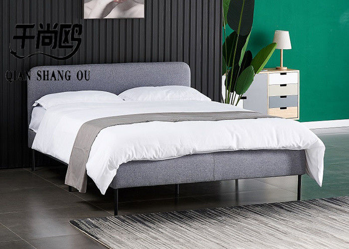 Customized Fabric Upholstered Platform Bed Frame , Wall Platform Bed