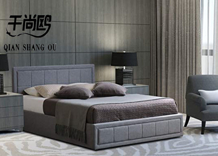 Hotel Upholstered Ottoman Bed Frame , Gray Fabric Bed Frame